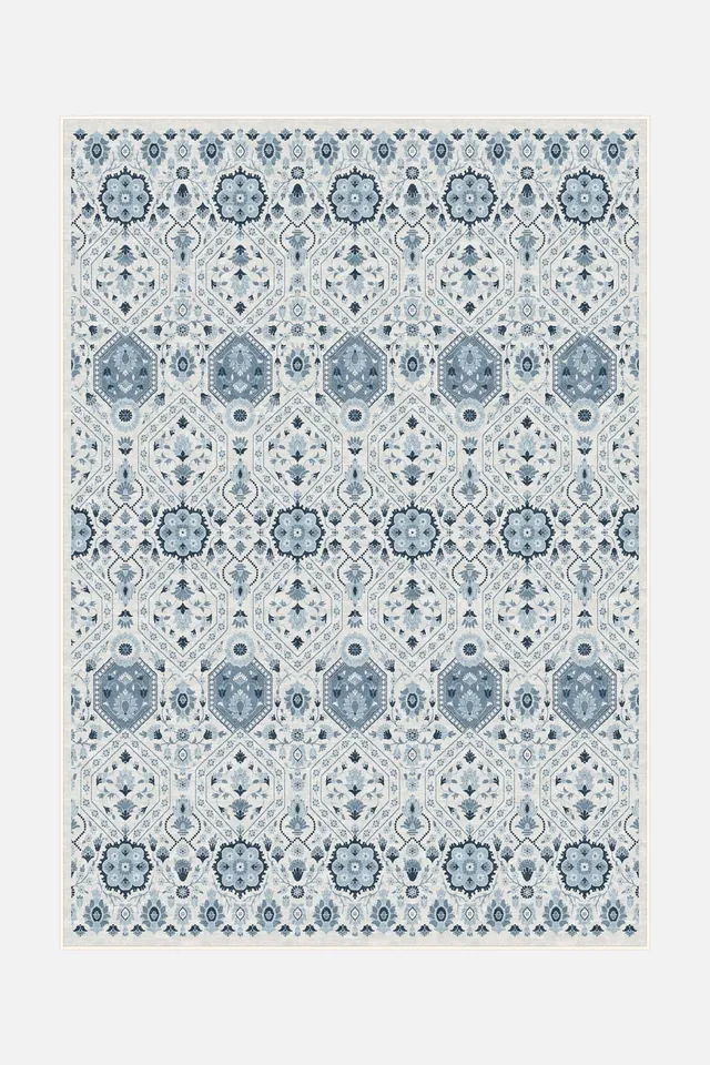 teppana-hangi-blau-waschbarer-kurzflor-teppich-im-floralen-blau-design-50-rabatt image 1