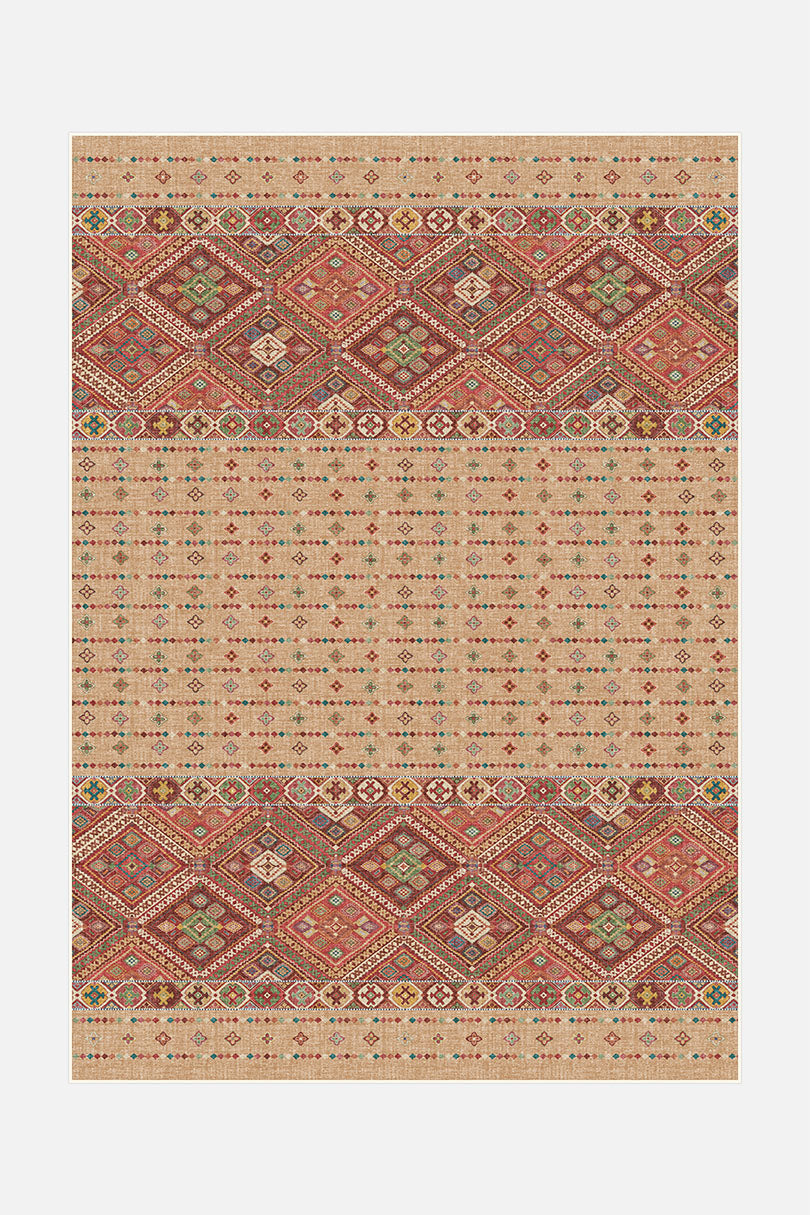 teppana-leila-karneol-teppich-waschbarer-boho-teppich-in-gelb-orange-geometrisch image 1