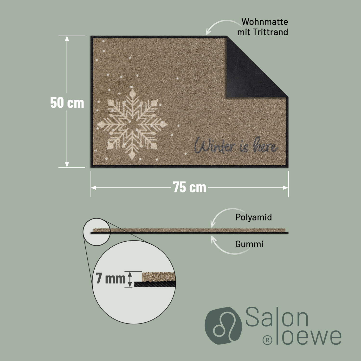 salonloewe-winter-is-here-eingangsmatte-50-x-75-cm-waschbar-schneeflocken-design image 4