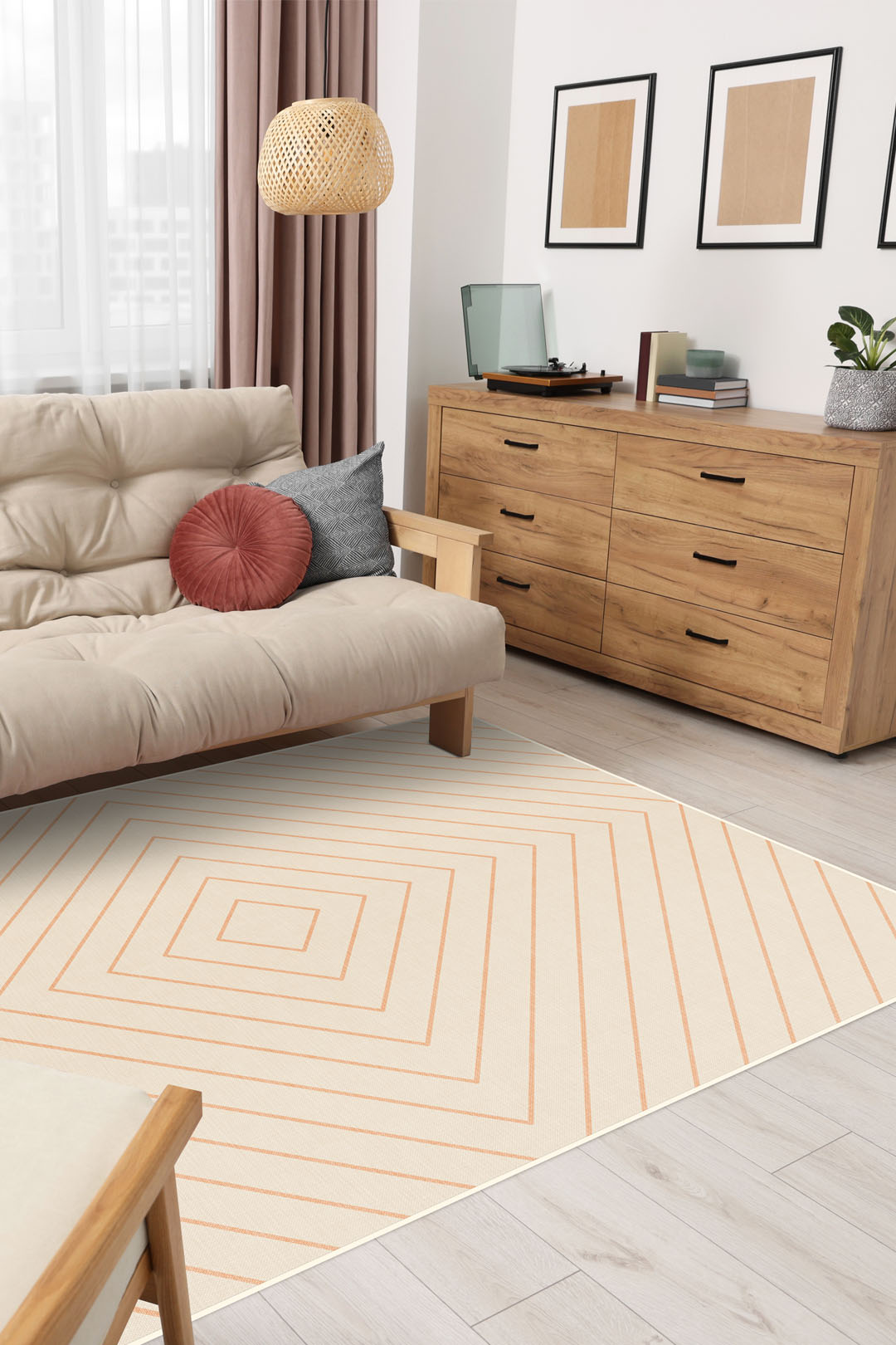 teppana-diamond-peach-waschbarer-teppich-geometrisch image 4
