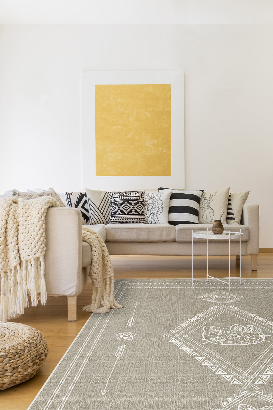 teppana-hello-kitty-tribal-taupe-teppich-waschbarer-kinder-indoor-teppich-in-tau image 4