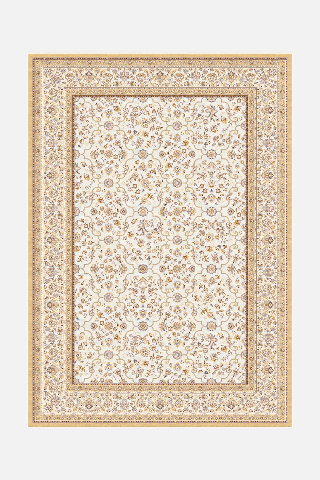 teppana-nesrin-beige-waschbarer-floral-teppich image 1