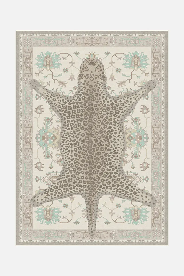 teppana-leopard-beige-teppich-waschbarer-kurzflor-teppich-mit-rutschfester-matte image 1