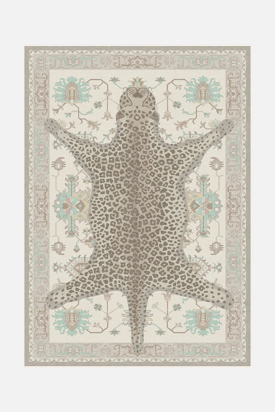 teppana-leopard-beige-teppich-waschbarer-kurzflor-teppich-mit-rutschfester-matte image 1