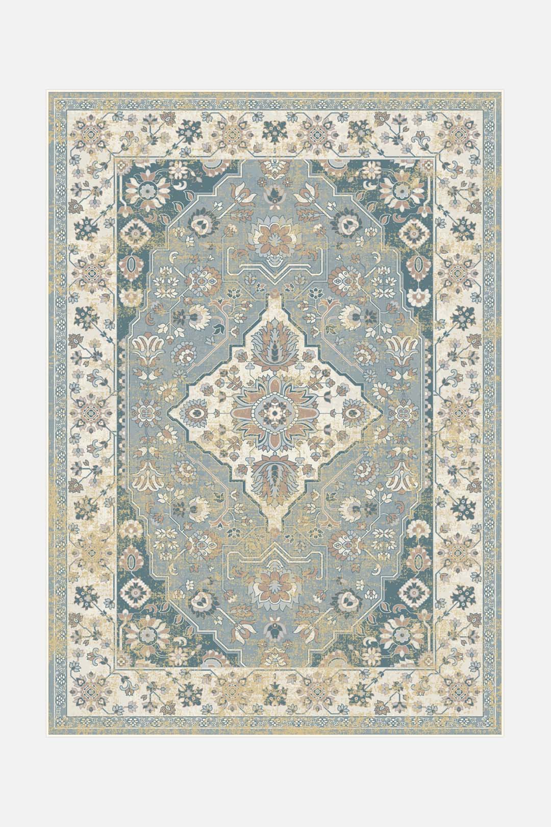 teppana-hiranur-savona-teppich-waschbarer-designer-teppich-beige-natur-blau-gr-n image 1