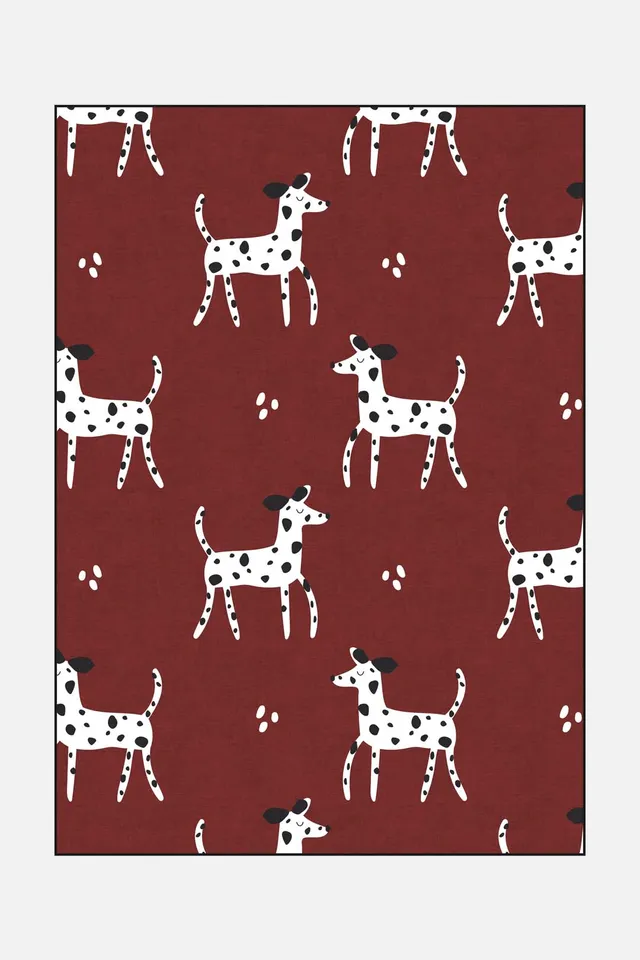 teppana-dalmatiner-rot-teppich-waschbarer-kinderteppich-mit-weicher-haptik-rutsc image 1