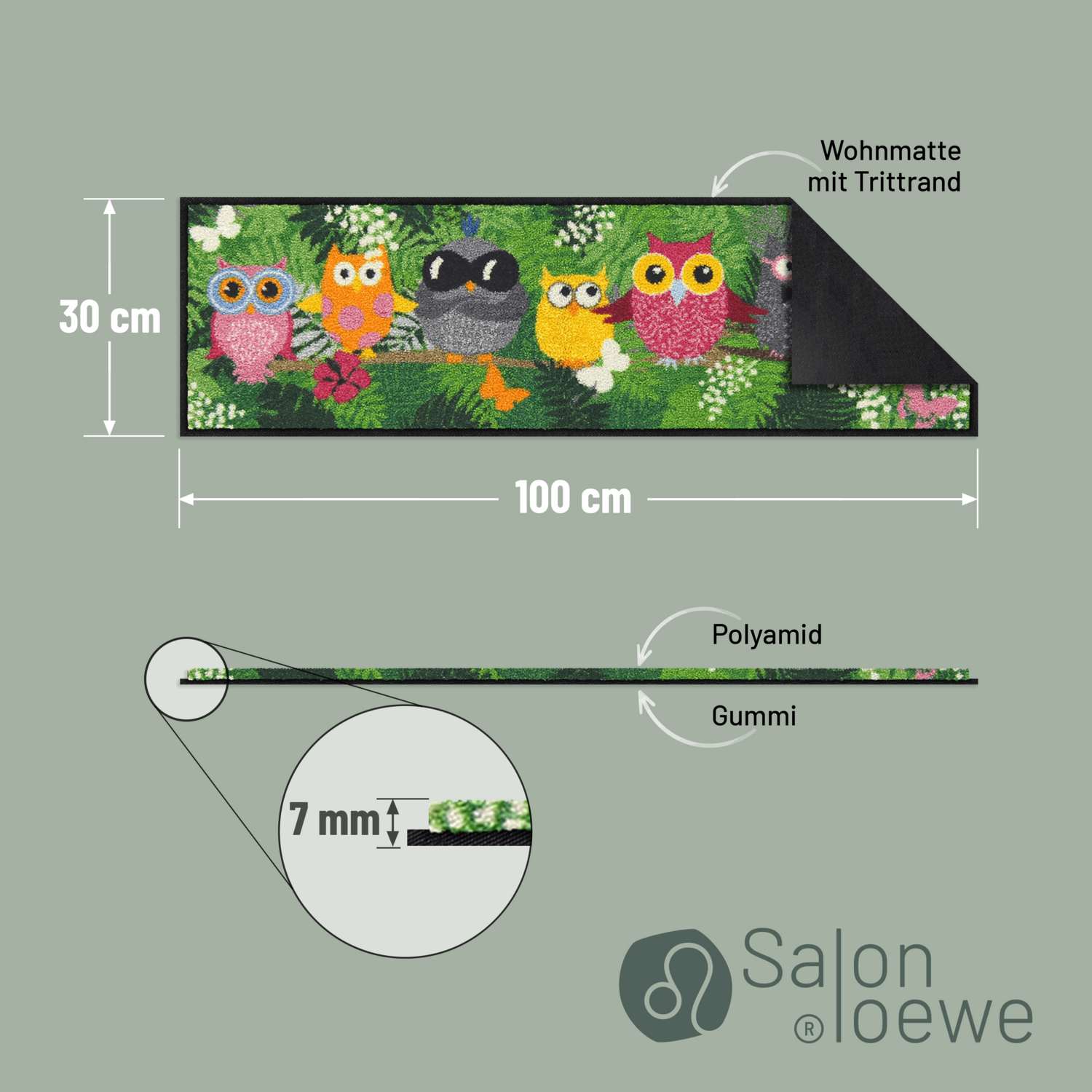 salonloewe-dschungeleulen-eingangsmatte-30-x-100-cm-eulenmotiv-waschbar-rutschfe image 4