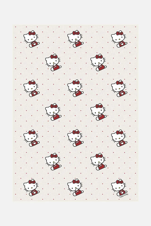 teppana-hello-kitty-polkadot-kirsche-teppich-waschbarer-kinder-teppich image 1