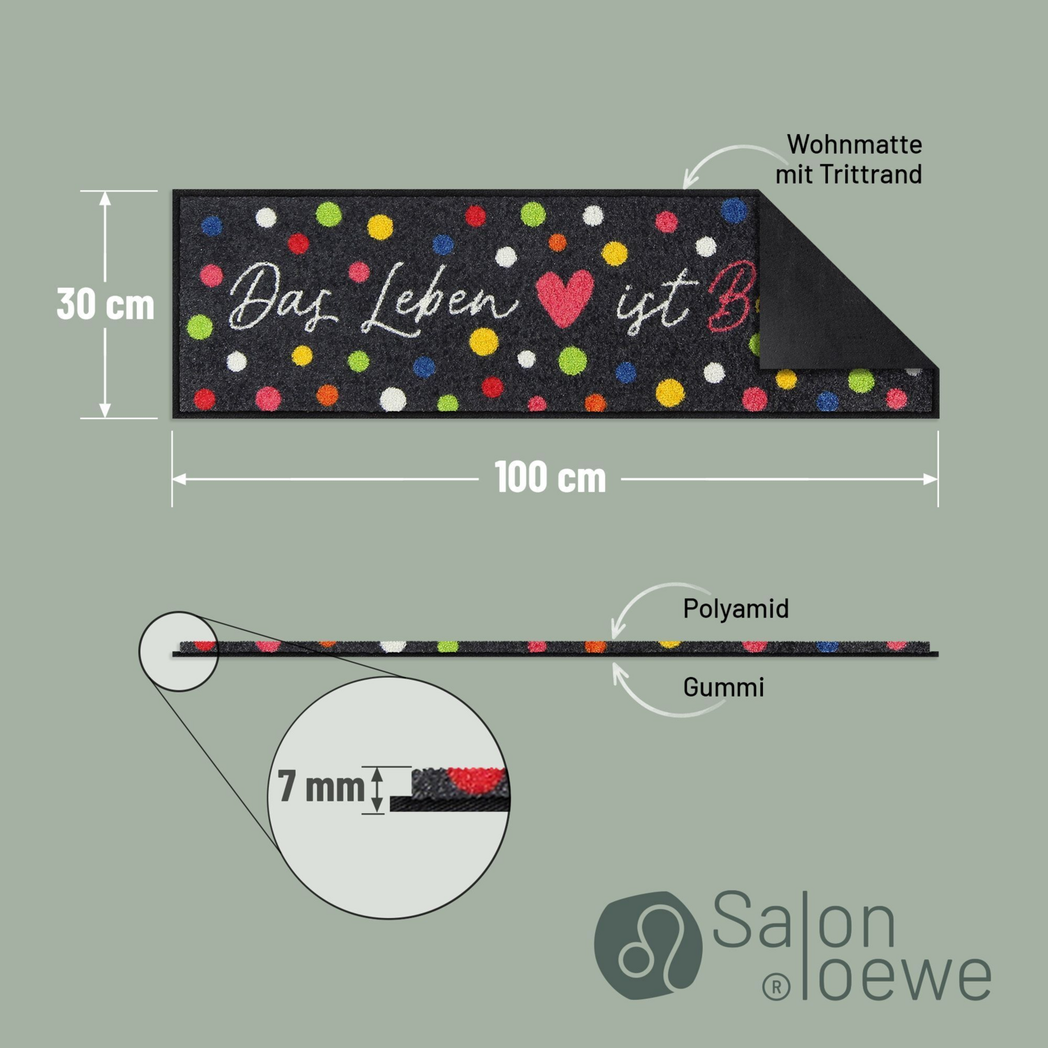 salonloewe-buntes-leben-eingangsmatte-30-x-100-cm-waschbare-fu-matte-mit-herz-un image 3