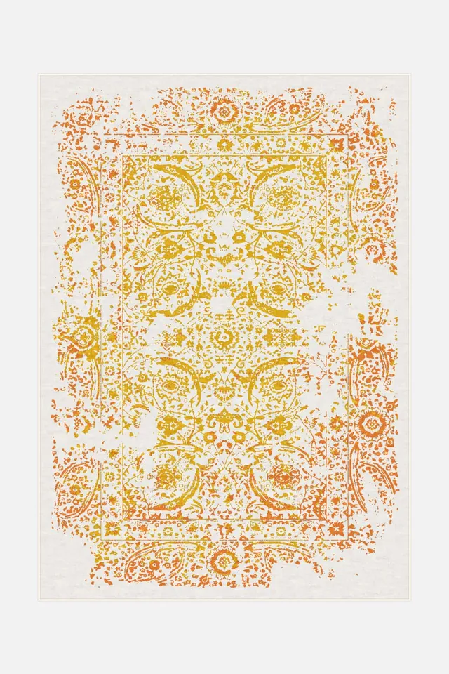 teppana-eva-sonne-teppich-waschbarer-teppich-in-gelb-orange-f-r-moderne-wohnr-um image 1