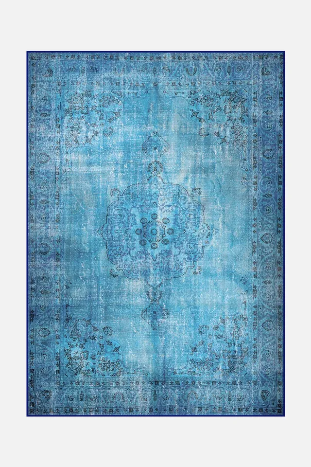 teppana-azurro-vintage-teppich-waschbarer-vintage-teppich-in-blau-gr-n-inkl-ruts image 1