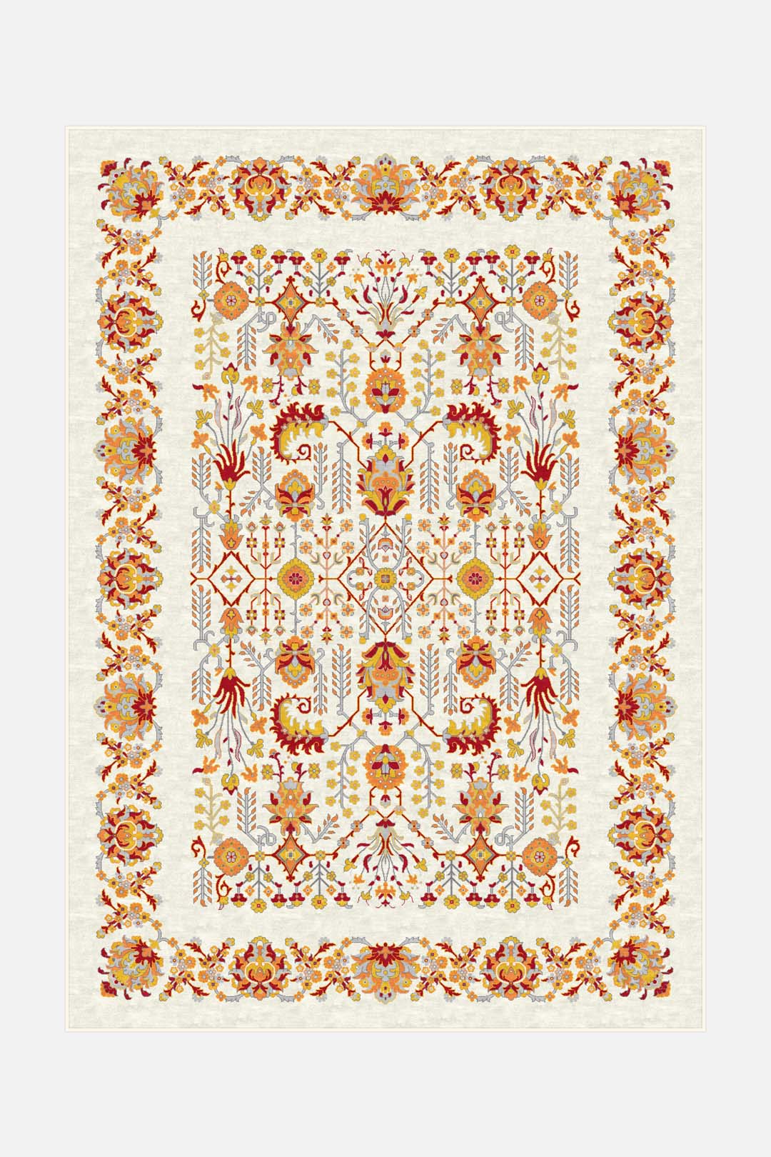 teppana-fleur-rot-teppich-waschbarer-teppich-mit-floralem-design-in-beige-natur- image 1