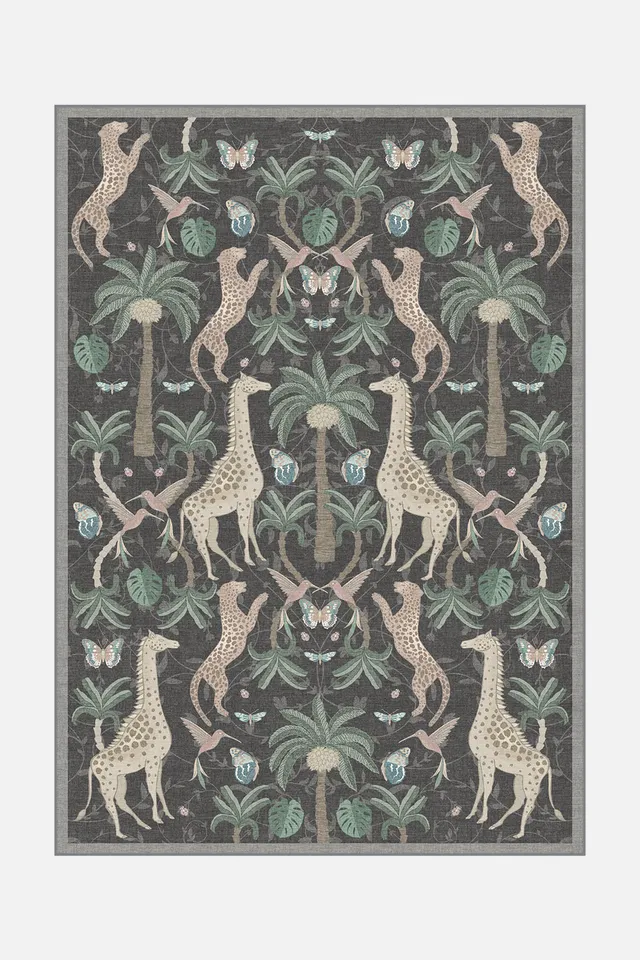 teppana-savanne-nacht-teppich-waschbarer-mehrfarben-teppich-beige-natur-dunkelgr image 1