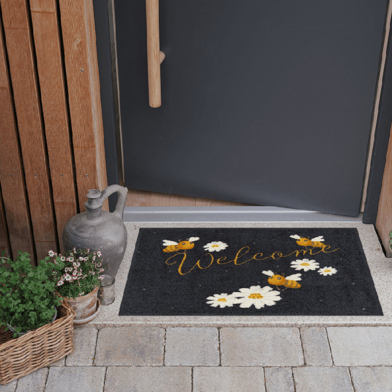 salonloewe-welcome-bees-eingangsmatte-50-x-75-cm-schmutzfangmatte-mit-bienen-des image 2