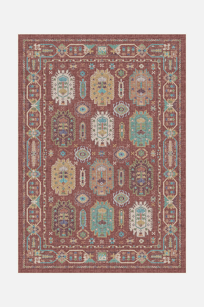 teppana-farah-ziegel-teppich-moderner-waschbarer-teppich-mit-geometrischem-muste image 1