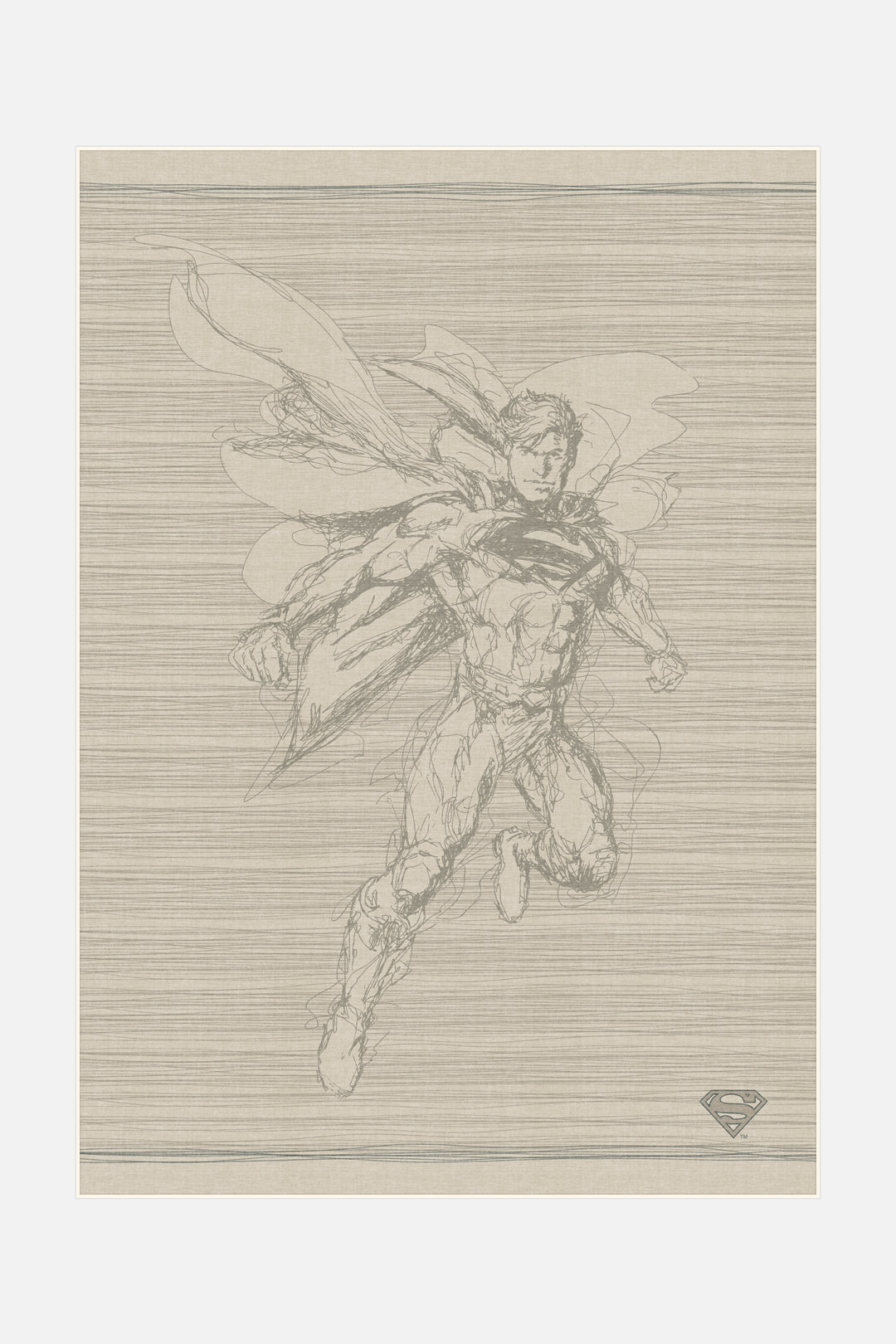 teppana-superman-skizze-beige-teppich-waschbarer-kinderteppich-inkl-rutschmatte image 1