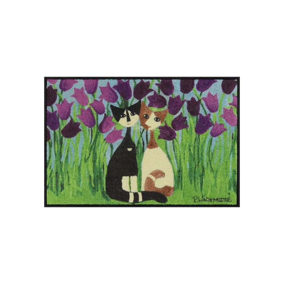 salonloewe-cielo-di-tulipani-eingangsmatte-50-x-75-cm-schmutzfangmatte-mit-katze image 1