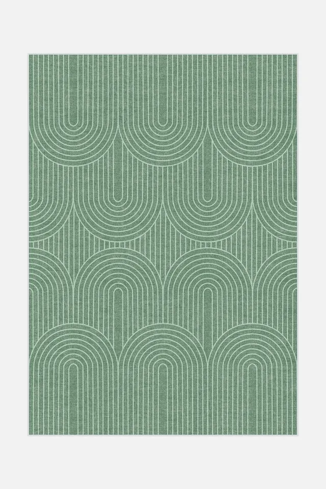 teppana-woge-gr-n-teppich-waschbarer-l-ufer-modern-geometrisch image 1