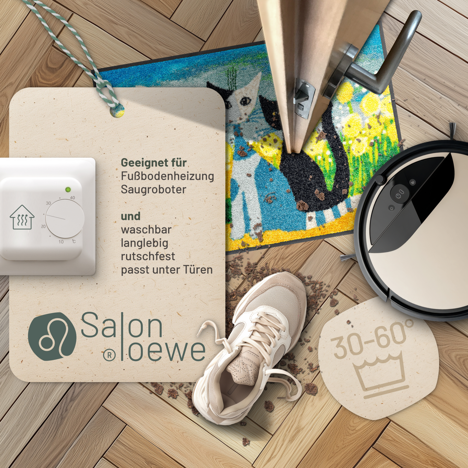 salonloewe-springtime-eingangsmatte-50-x-75-cm-schmutzfangmatte-mit-katzenmotiv- image 3