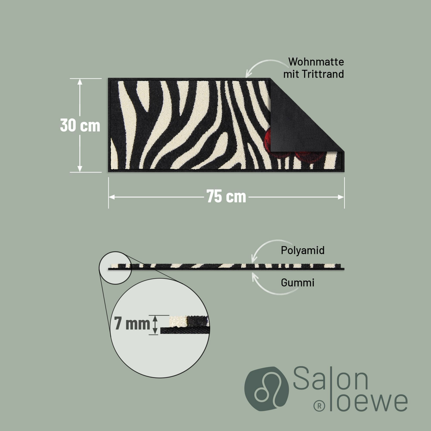 salonloewe-cherry-cherry-zebra-eingangsmatte-minimatte-30-x-75-cm-schwarz-wei-wa image 4