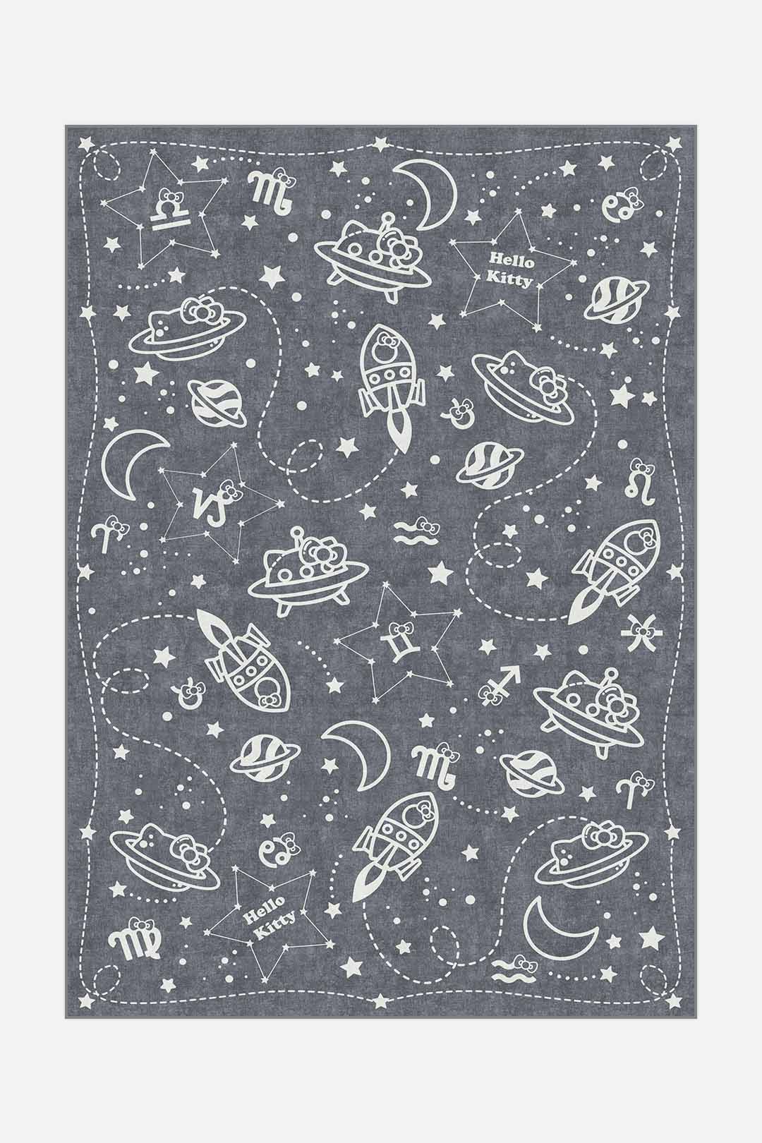 teppana-hello-kitty-sternbild-asche-teppich-waschbarer-kinder-teppich-grau image 1