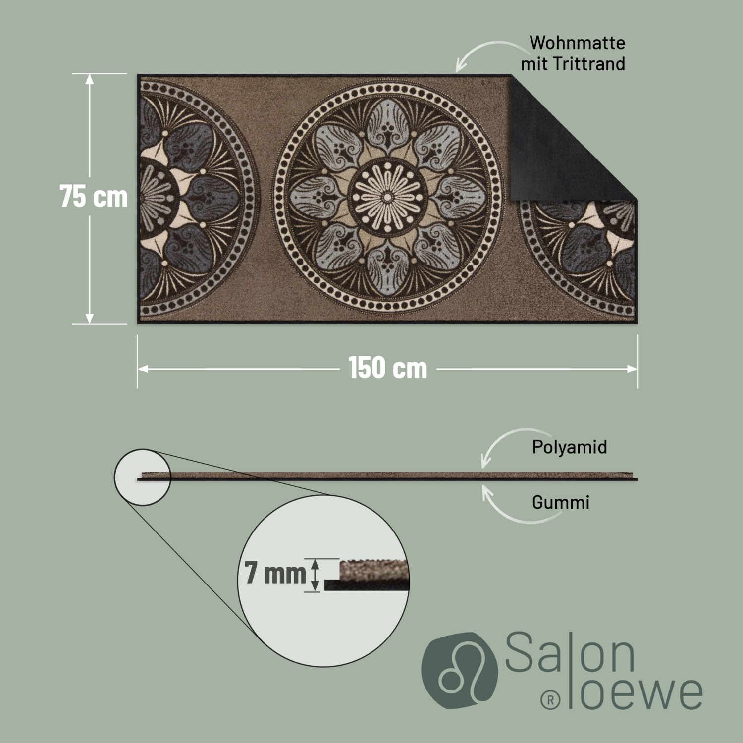 salonloewe-yara-taupe-l-ufer-75-x-150-cm-mandala-muster-waschbar-trocknergeeigne image 4