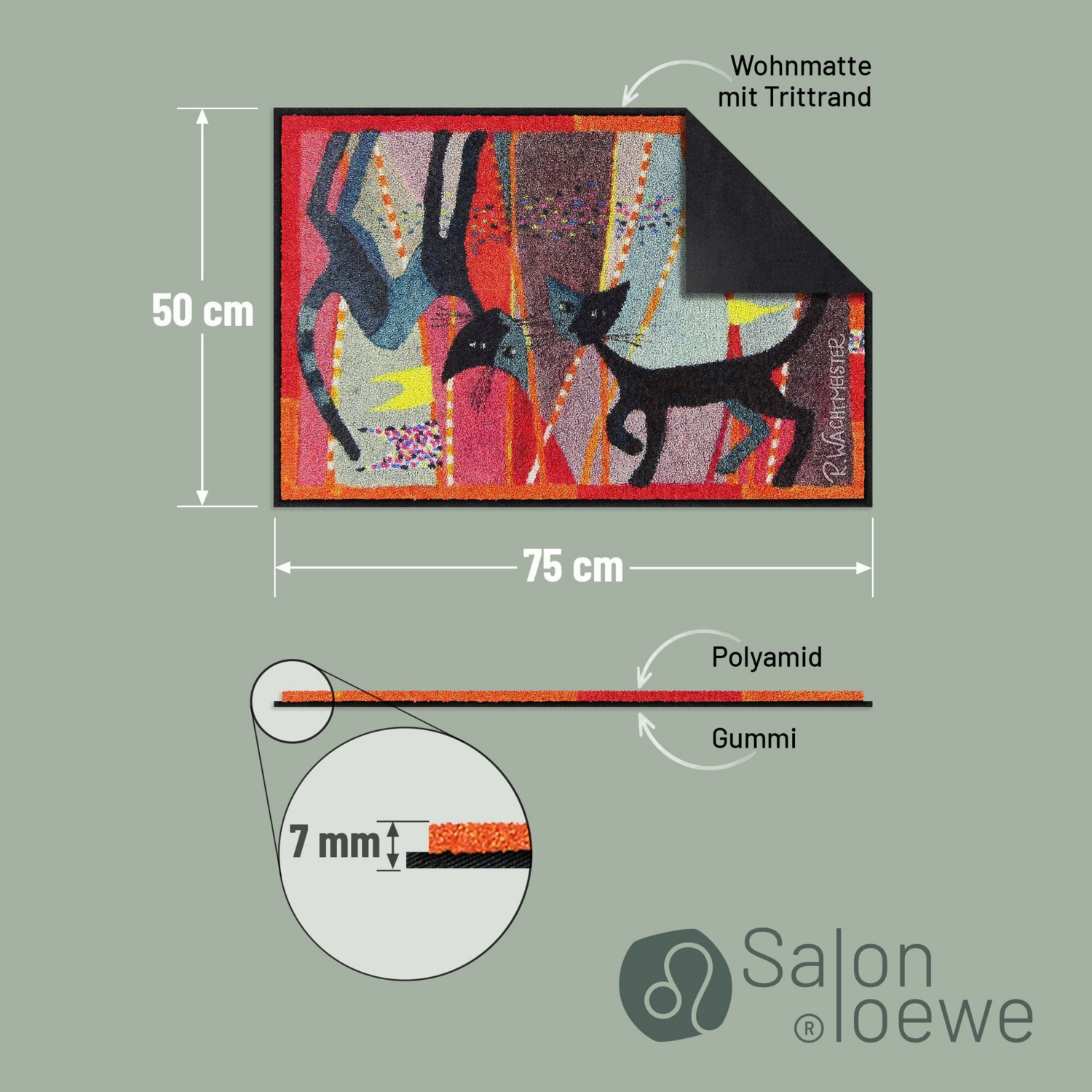 salonloewe-sottosopra-eingangsmatte-50-x-75-cm-waschbare-schmutzfangmatte-mit-ru image 3