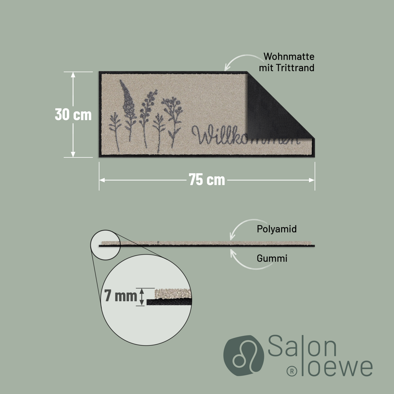 salonloewe-willkommen-wiese-minimatte-30-x-75-cm-waschbare-fu-matte-beige-grau image 4