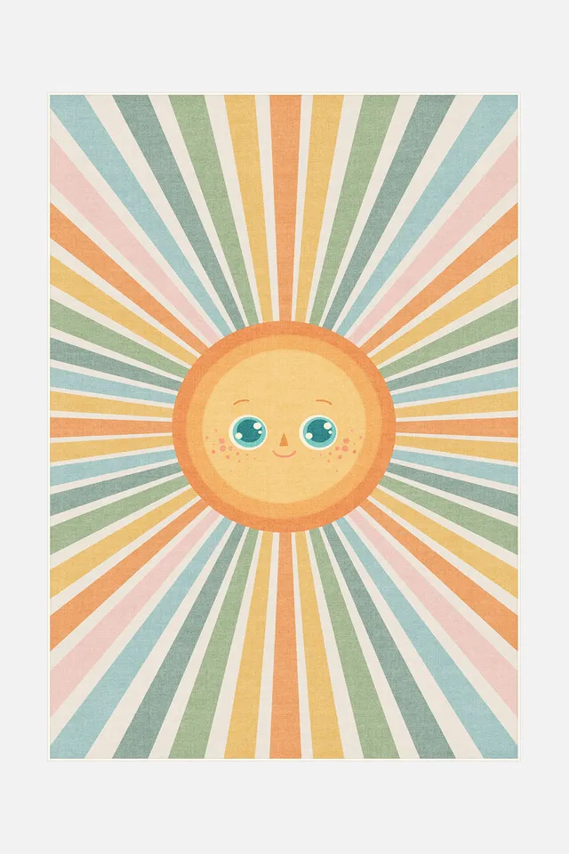 teppana-sonne-bunt-teppich-waschbar-mit-rutschmatte image 1