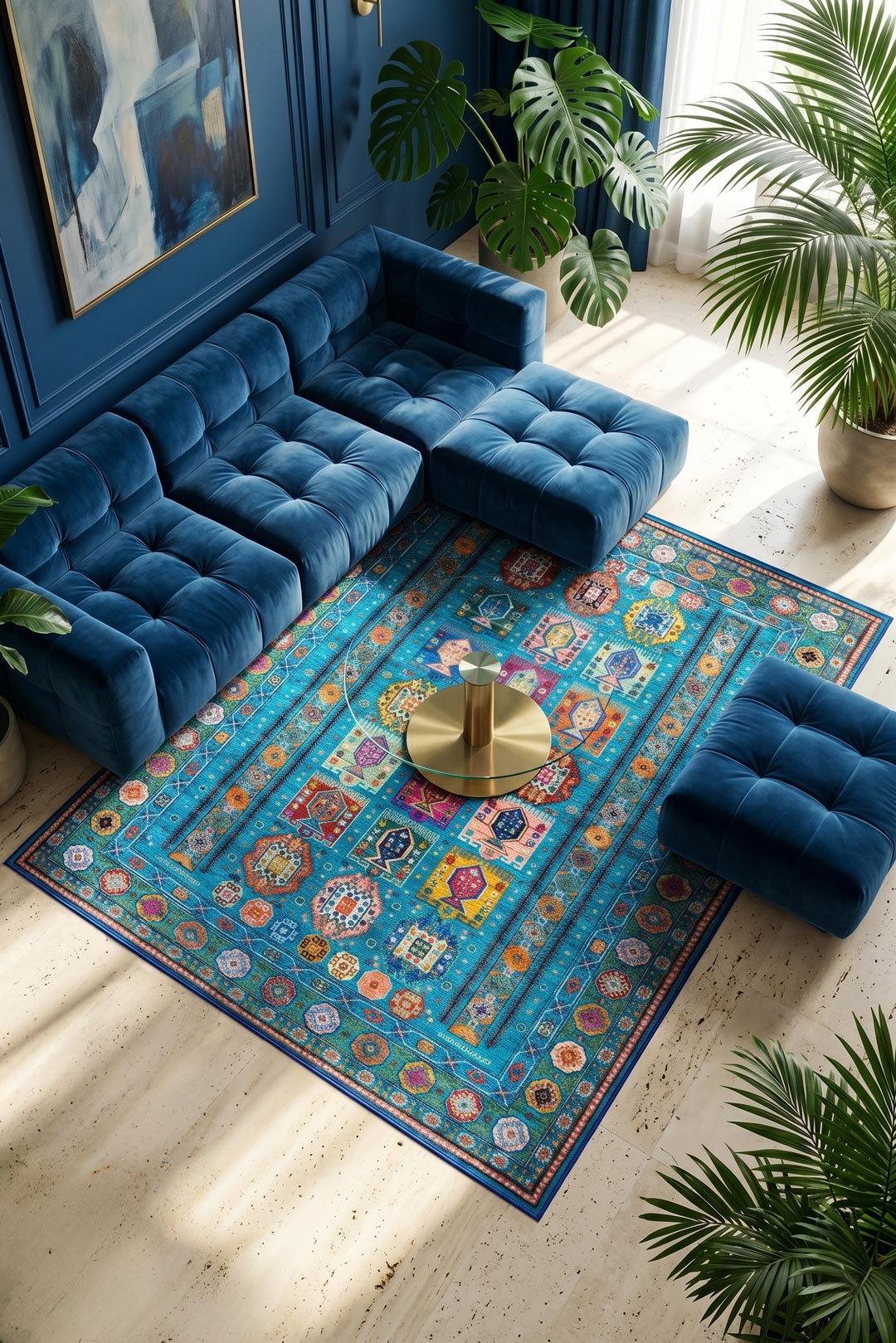 teppana-soraya-labra-teppich-waschbar-blau-marokkanisch image 4