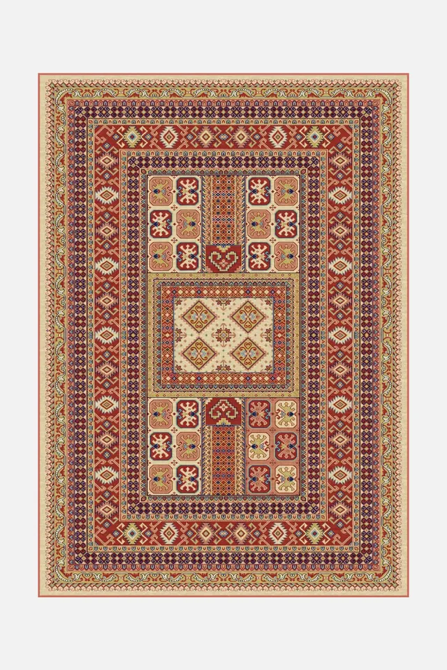 teppana-thalia-mond-teppich-waschbarer-designer-teppich-in-mehrfarbig-rot-gelb-o image 1