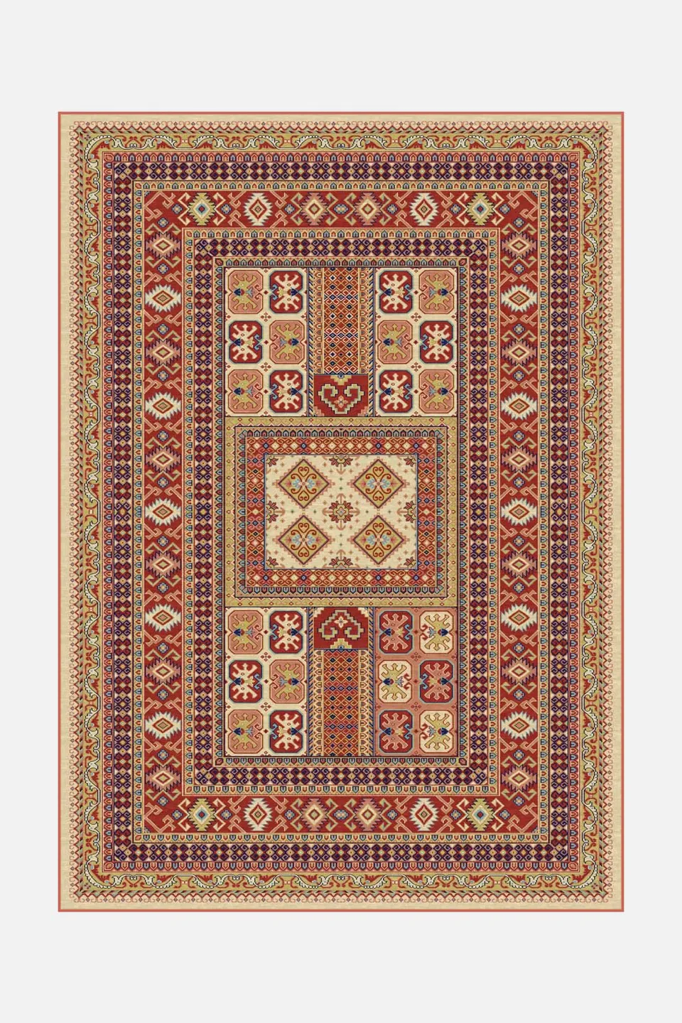 teppana-thalia-mond-teppich-waschbarer-designer-teppich-in-mehrfarbig-rot-gelb-o image 1