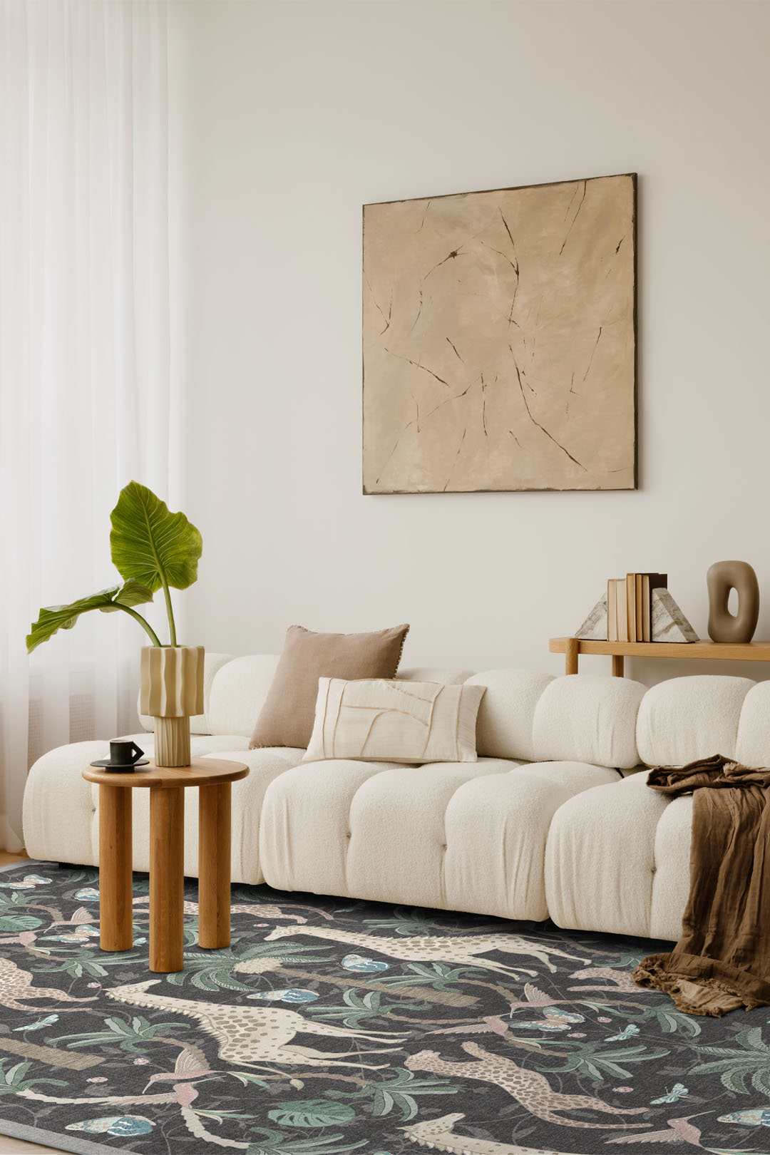 teppana-savanne-nacht-teppich-waschbarer-mehrfarben-teppich-beige-natur-dunkelgr image 4