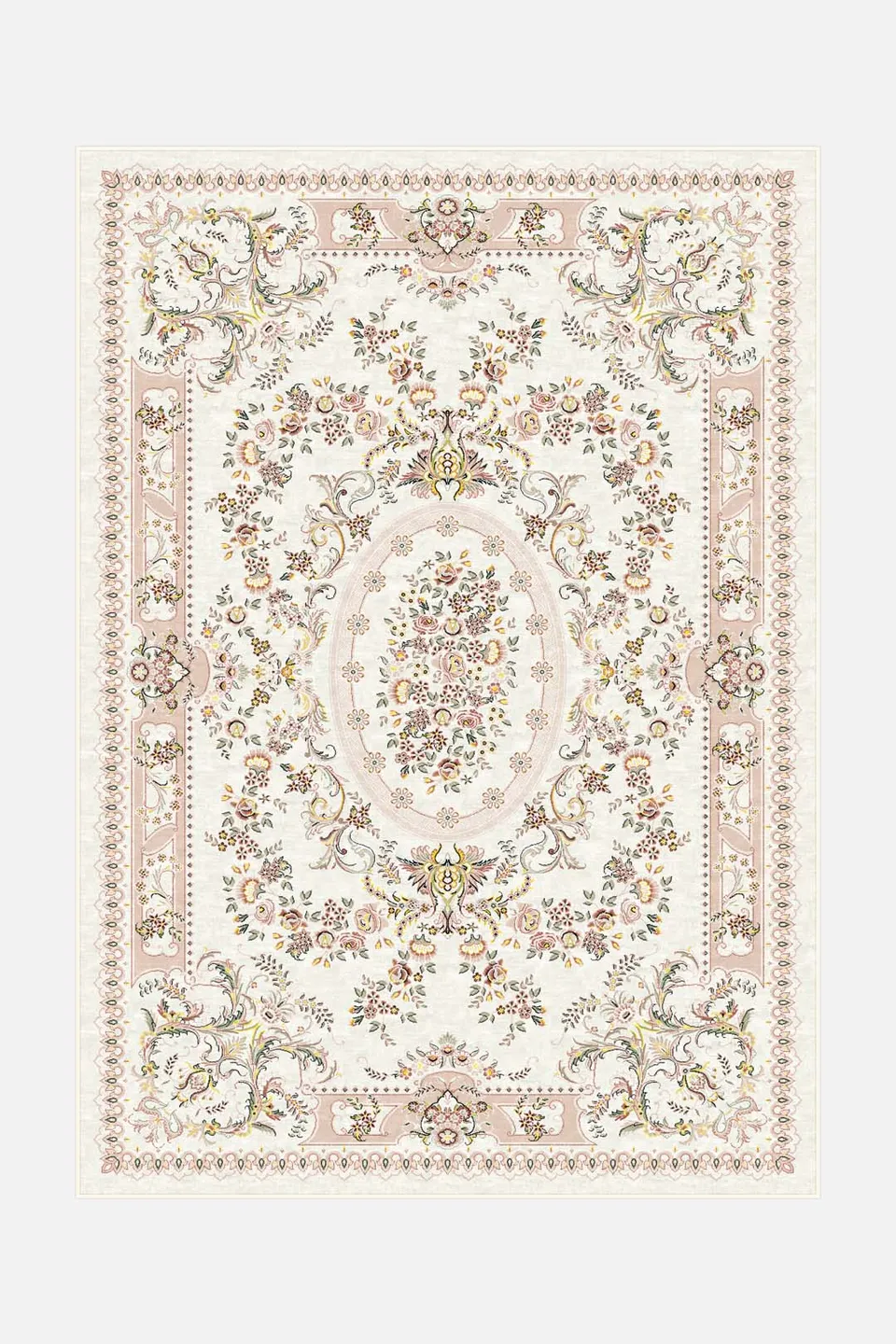 teppana-blomma-avalon-teppich-waschbarer-designer-teppich-florales-muster-in-bei image 1