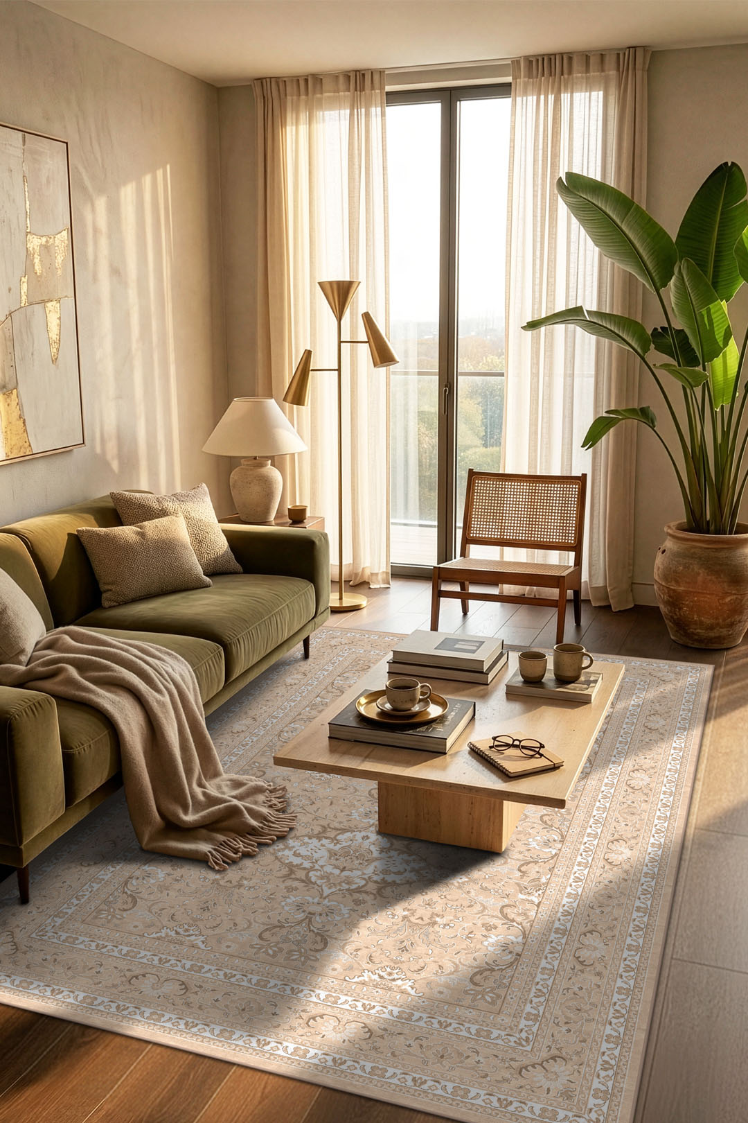 teppana-amaryllis-beige-teppich-waschbar-persisch-boho image 4