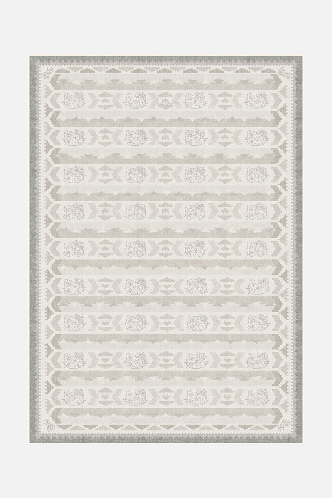 teppana-hello-kitty-kilim-mandel-teppich-waschbarer-kinder-teppich-in-beige-natu image 1
