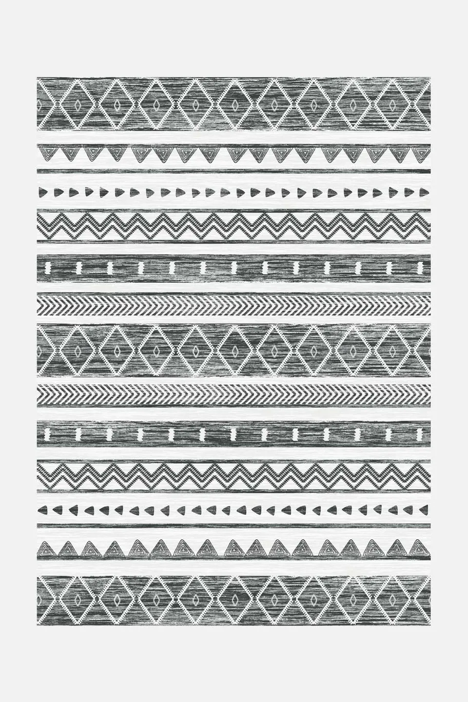 teppana-ikat-anthrazit-teppich-waschbarer-kurzflor-teppich-mit-rutschfester-matt image 1
