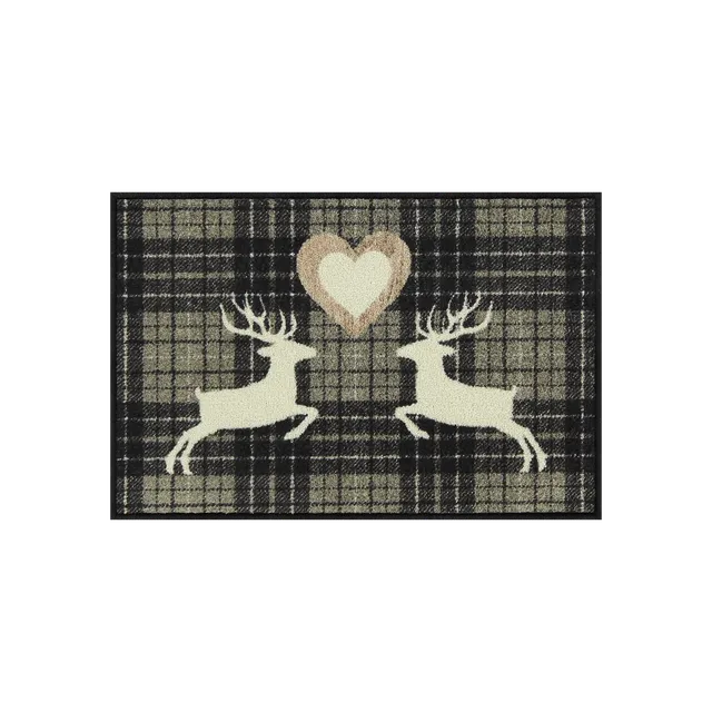 salonloewe-nordic-charm-eingangsmatte-50-x-75-cm-karierte-fu-matte-mit-hirsch-mo image 1