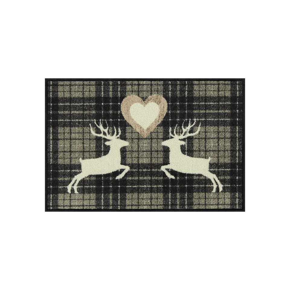 salonloewe-nordic-charm-eingangsmatte-50-x-75-cm-karierte-fu-matte-mit-hirsch-mo image 1