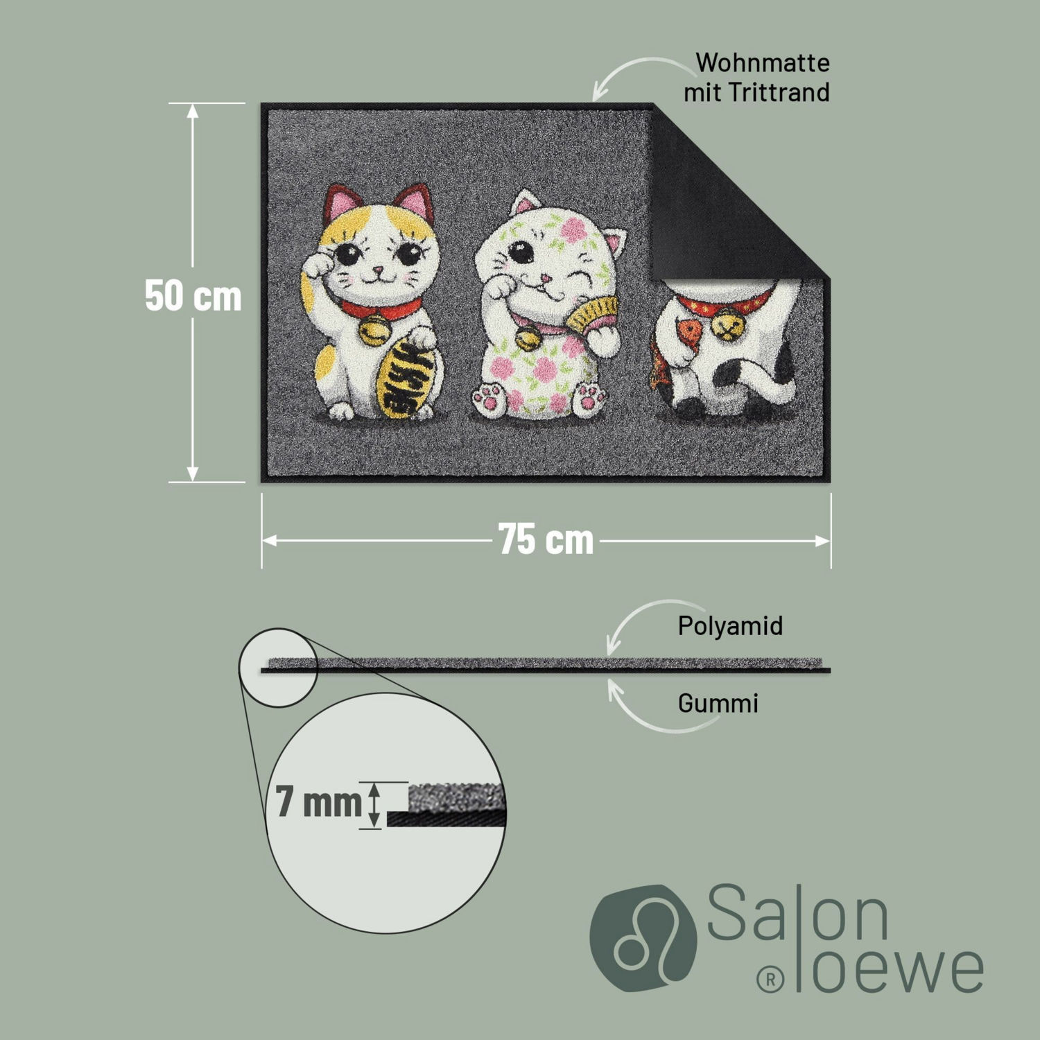 salonloewe-lucky-cats-grey-eingangsmatte-50-x-75-cm-waschbare-fu-matte-mit-manek image 3