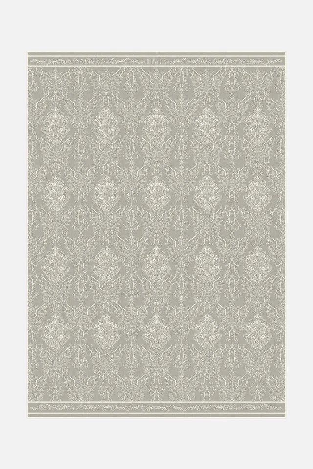 teppana-harry-potter-damast-taupe-teppich-waschbarer-kinderteppich-im-hogwarts-d image 1