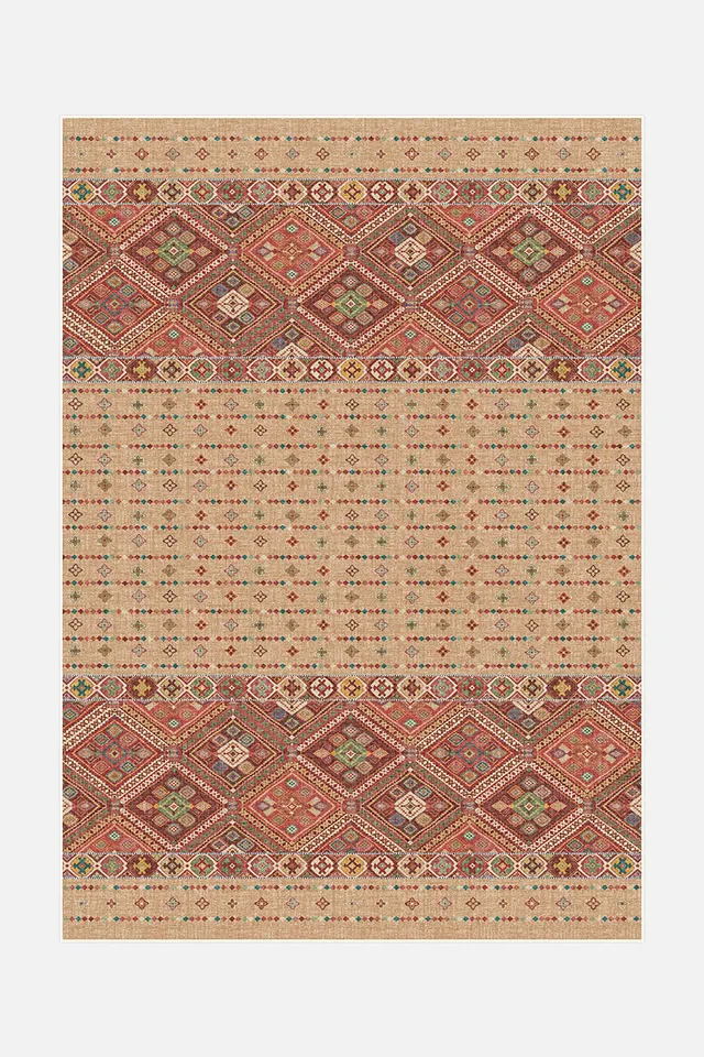 teppana-leila-karneol-teppich-waschbarer-boho-teppich-in-gelb-orange-geometrisch image 1