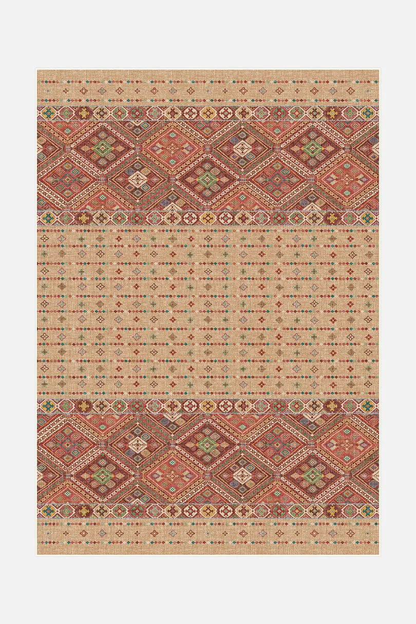 teppana-leila-karneol-teppich-waschbarer-boho-teppich-in-gelb-orange-geometrisch image 1