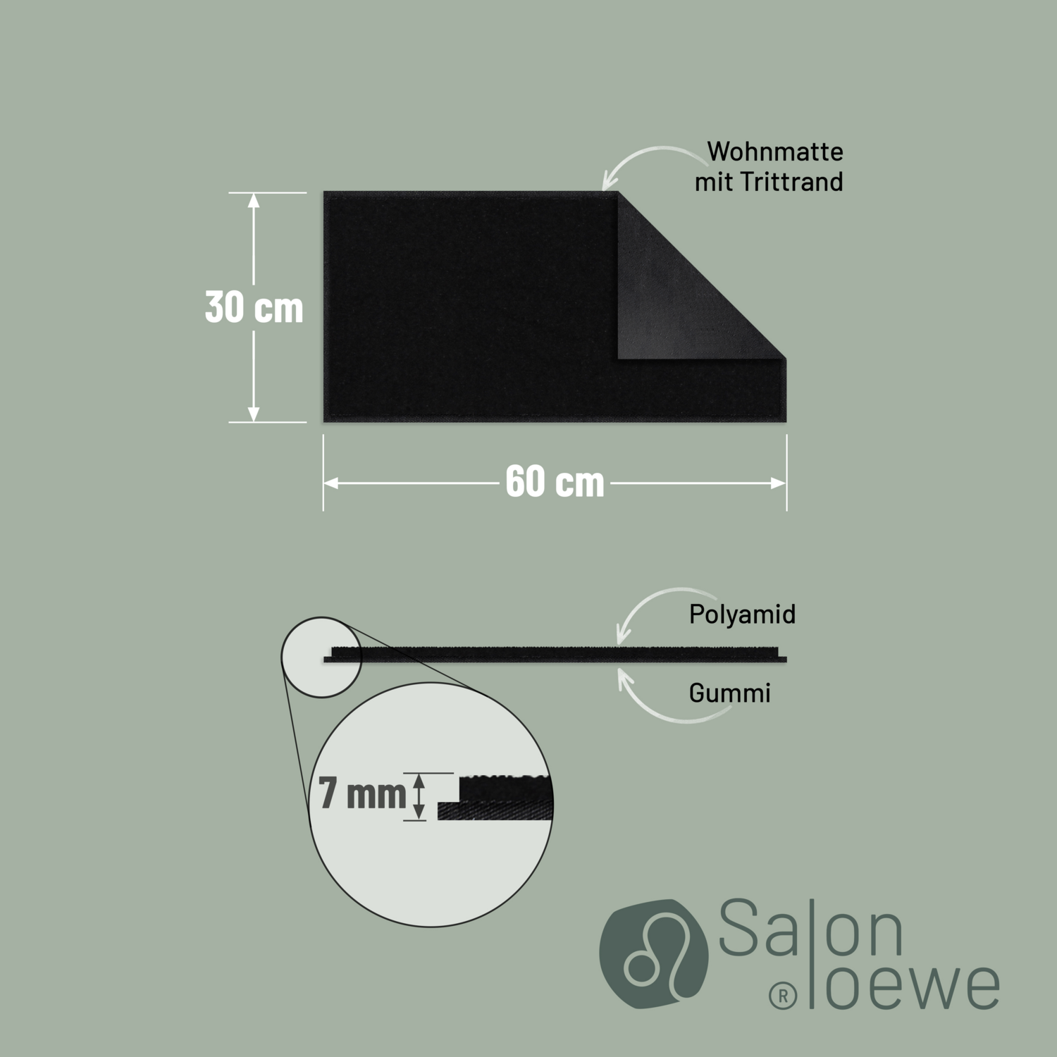 salonloewe-schwarz-minimatte-30-x-60-cm-polyamid-rutschfest-waschbar-und-trockne image 3