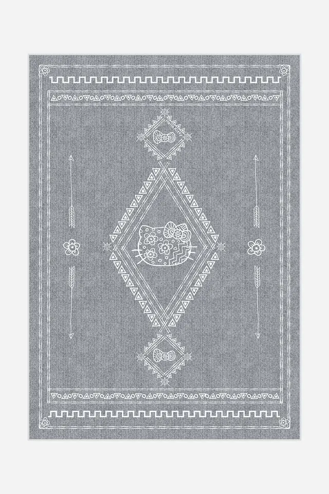 teppana-hello-kitty-tribal-grau-teppich-waschbarer-kinder-teppich image 1