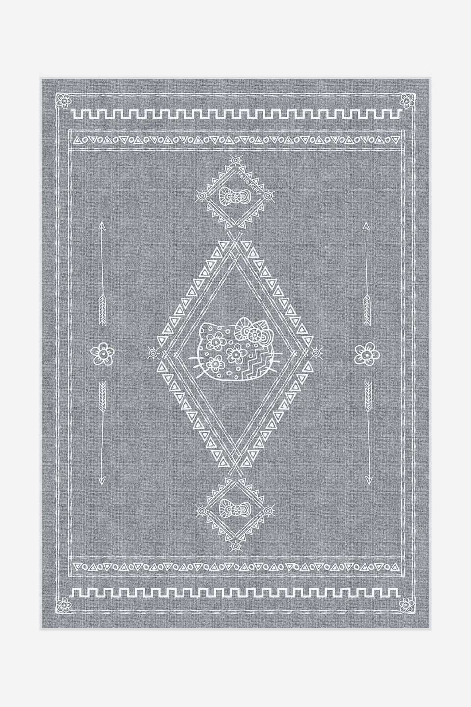 teppana-hello-kitty-tribal-grau-teppich-waschbarer-kinder-teppich image 1