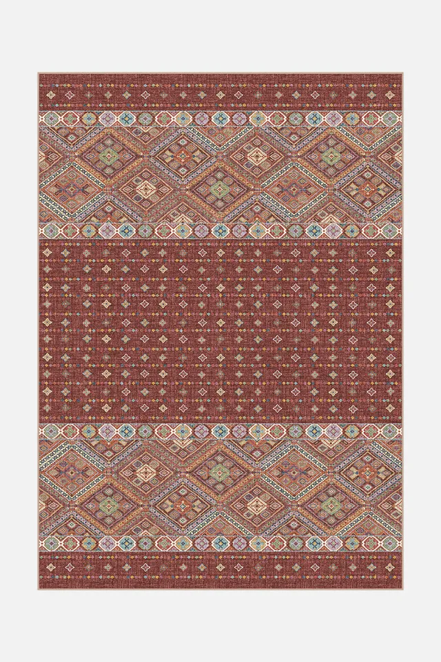 teppana-leila-ziegel-teppich-waschbarer-boho-teppich image 1