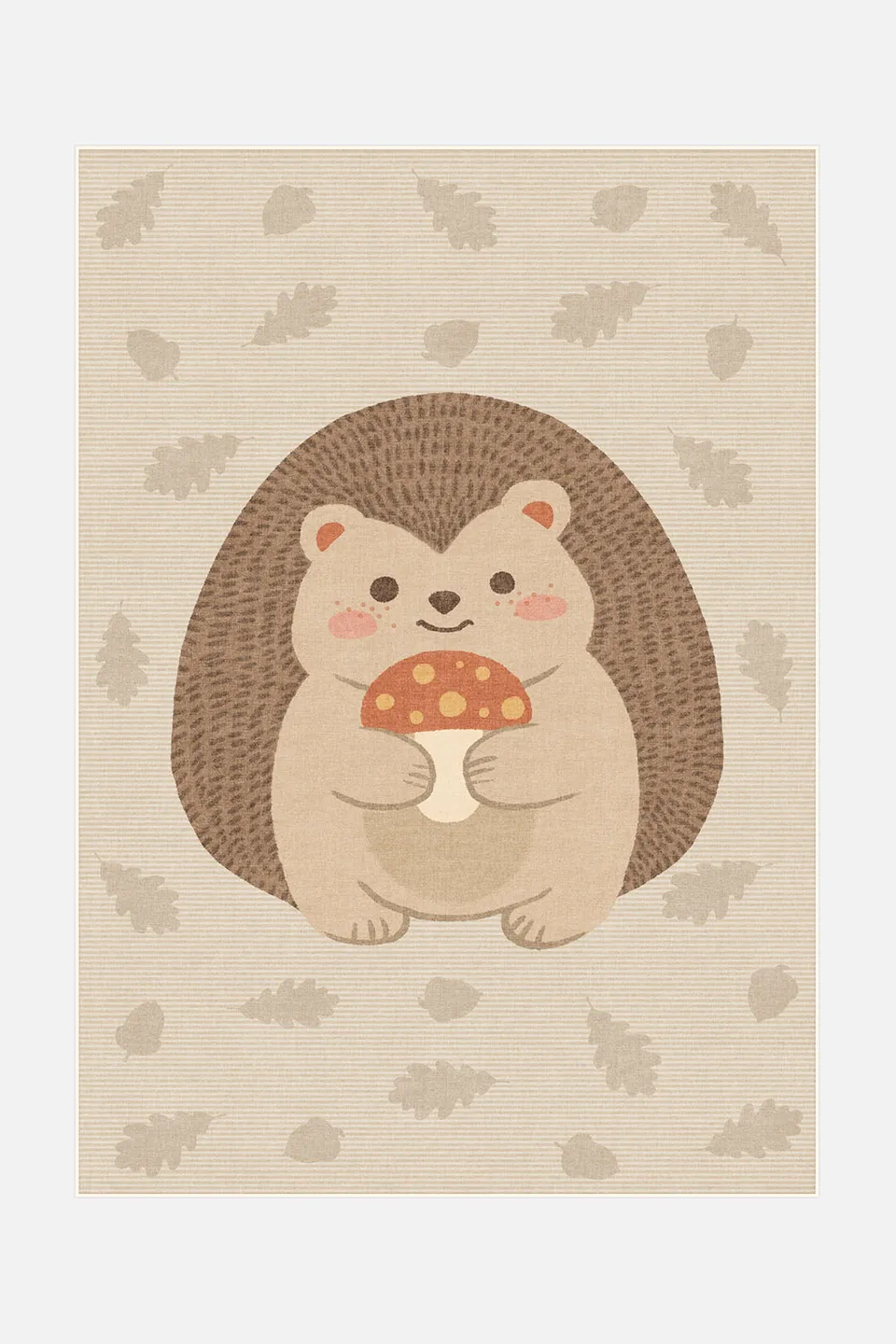 teppana-waldigel-beige-teppich-waschbarer-kinderteppich-mit-igel-motiv-in-beige- image 1