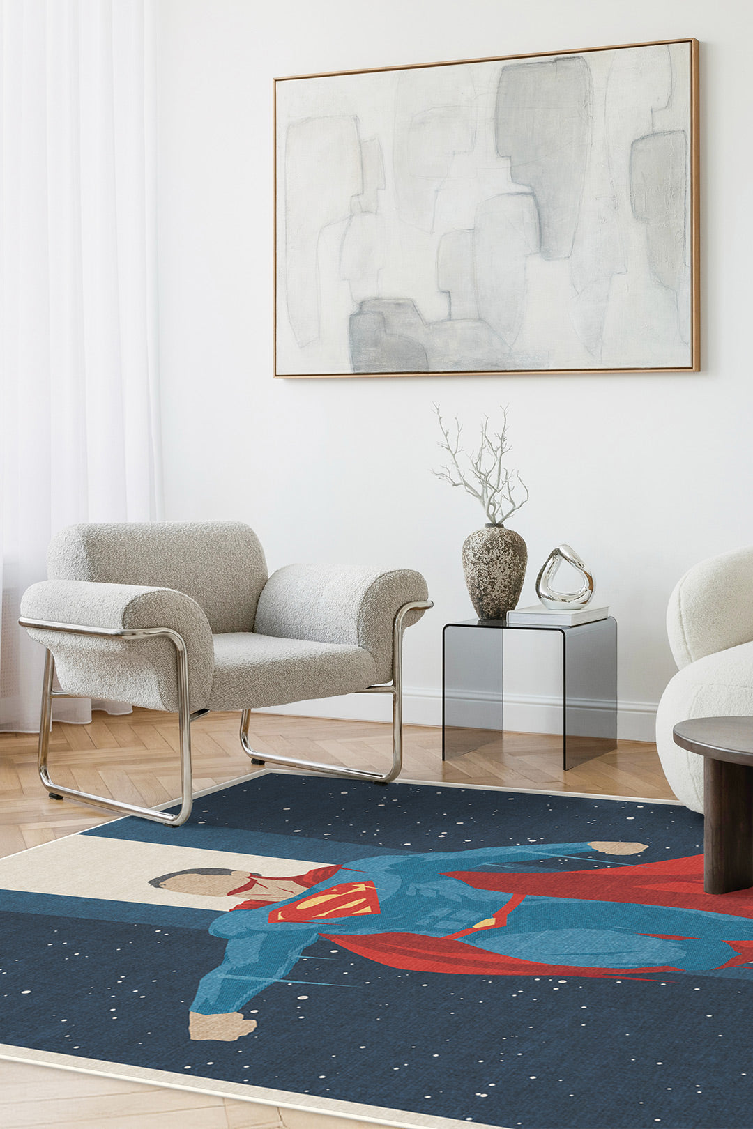 teppana-superman-weltraum-dunkelblau-teppich-waschbarer-kinder-indoor-teppich-in image 4
