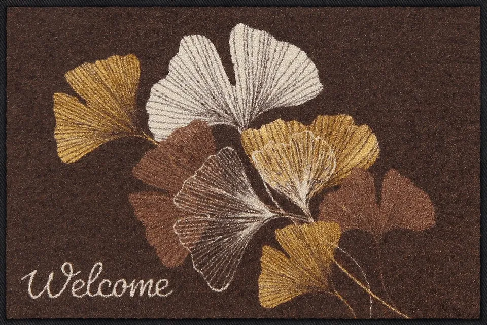 salonloewe-ginko-welcome-mocca-eingangsmatte-50-x-75-cm-ginkgobl-tter-design-pol image 1